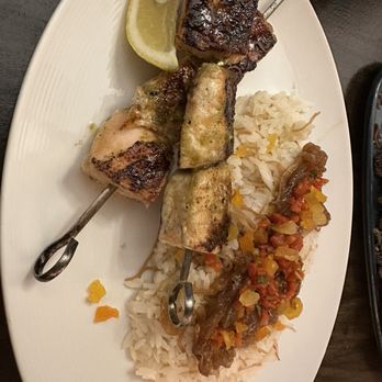Duchess - Atlantic Salmon Skewer with Vermicelli Rice - Seafood Near Me - Houston, Texas