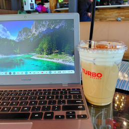 Remote work + crumble cookie iced coffee. Remote work + crumble cookie iced coffee.