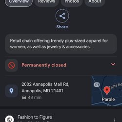 Fashion to Figure - "Permanently Closed" per Google searcr