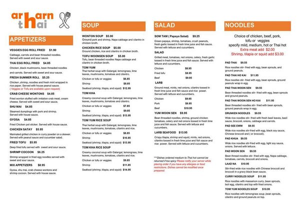 Menu photo 6 Arharn Thai Colorado Springs, CO