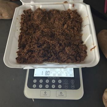 Runts Bar-B-Q & Grill - Chopped brisket with container weighing in at 1lb 8oz. - Barbeque Near Me - Muskogee, Oklahoma