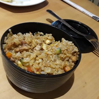 Sushi Zushi - Chicken Fried Rice in a soup bowl, note the size in relationship to the fork...its small - Sushi Bars Near Me - San Antonio, Texas Sushi Zushi - Chicken Fried Rice in a soup bowl, note the size in relationship to the fork...its small - Sushi Bars Near Me - San Antonio, Texas