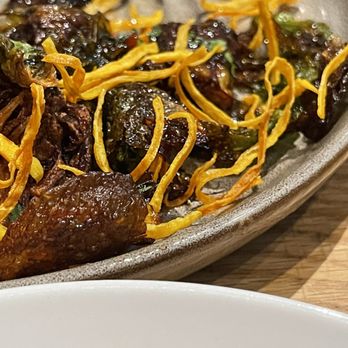 High Bank Distillery - Crispy Brussels sprouts. The chili oil adds a little heat, but mainly flavor. So good! - New American Near Me - Columbus, Ohio High Bank Distillery - Crispy Brussels sprouts. The chili oil adds a little heat, but mainly flavor. So good! - New American Near Me - Columbus, Ohio