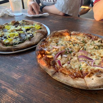Freetail Brewing - The Greek Pizza, BBQ Chicken Pizza - Pubs Near Me - San Antonio, Texas