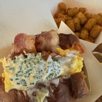 Egg Tuck - Bacon & Cheese with Avocado with a side of Tater Tots - Coffee & Tea Near Me - Gardena, California