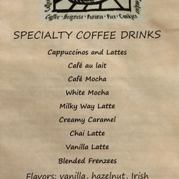 Coffee Menu Coffee Menu