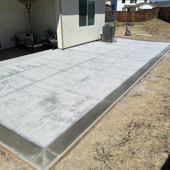 A&H Concrete Services - Other view of patio. Stamped Roman slate & dusted with antique white. - Masonry/Concrete Near Me - Galt, California