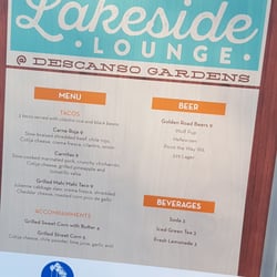 Lakeside Lounge at Descanso Gardens - Lakeside Lounge Menu