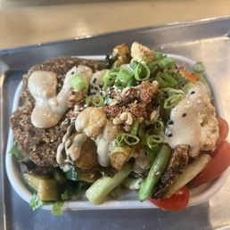 Buddah Bowl (gluten free) with gluten free fried chicken