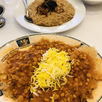 Darya Restaurant - Tadig - Crispy rice with one sauce ($11) and Borani ($9). - Middle Eastern Near Me - Santa Ana, California
