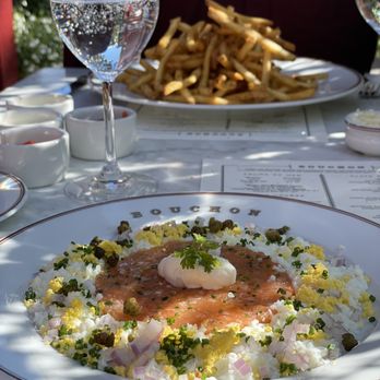 Bouchon - Salmon tartare and Steak Frites - French Near Me - Yountville, California Bouchon - Salmon tartare and Steak Frites - French Near Me - Yountville, California