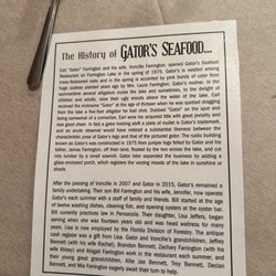 Gator's Seafood Restaurant - Gators history.