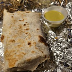 Pollos El Rey - Carne.Asada with beans, chesse and rice!  That sauce hits just right! I'll definitely be back!.