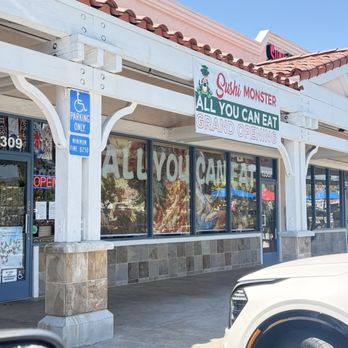 Sushi Monster - Outside Sushi Monster (AYCE sign) - Sushi Bars Near Me - Poway, California