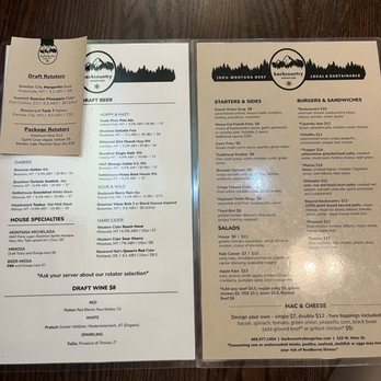Backcountry Burger Bar - Drinks and food menu as of Jan 3 2023 - New American Near Me - Bozeman, Montana
