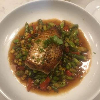 Pier 41 - Swordfish Yuzu Soy Ginger, Succotash, Asparagus, Edamame, Corn... - Seafood Near Me - Mount Pleasant, South Carolina
