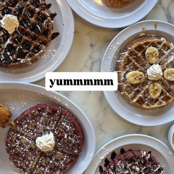 Wafflez N Creamz - cookies and cream waffle, banana (?) waffle, and red velvet waffles! - Chicken Shop Near Me - Houston, Texas Wafflez N Creamz - cookies and cream waffle, banana (?) waffle, and red velvet waffles! - Chicken Shop Near Me - Houston, Texas
