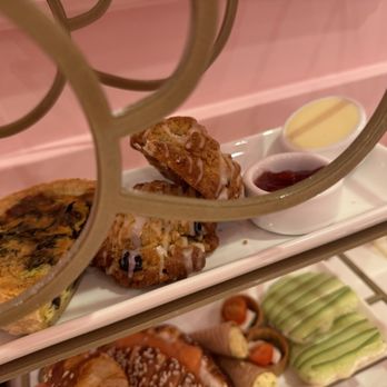 Hello Kitty Cafe - Egg Quiche, Blueberry Scone w/ Strawberry Jam and Butter - Cafes Near Me - Irvine, California
