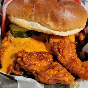 Hangry Joe's Hot Chicken - Chicken sandwich; spicy level HOT... It was SOOOOO hot but taste was great (4/5) - Chicken Shop Near Me - Centreville, Virginia Hangry Joe's Hot Chicken - Chicken sandwich; spicy level HOT... It was SOOOOO hot but taste was great (4/5) - Chicken Shop Near Me - Centreville, Virginia