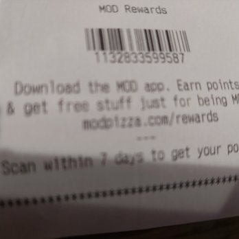 MOD Pizza - Receipts - Fast Food Near Me - Jacksonville, Florida