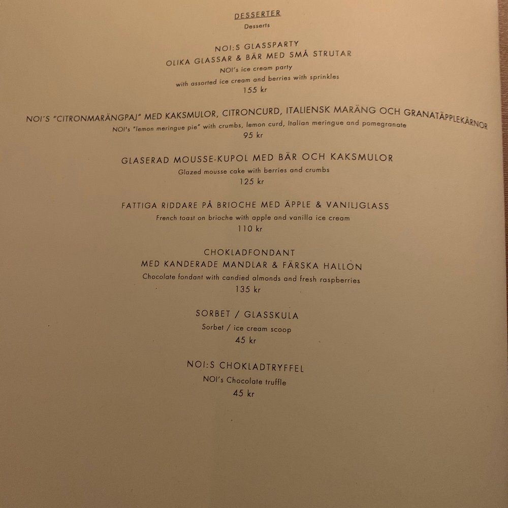 Noi - Menyn för efterrätter - Cocktail Bars Near Me - Stockholm, Alberta