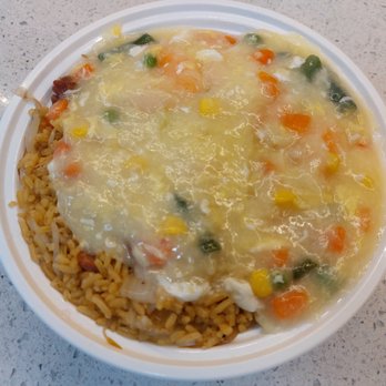 Dragons Garden - Shrimp with Lobster Sauce on Fried Rice Lunch Special - Asian Fusion Near Me - Maywood, New Jersey