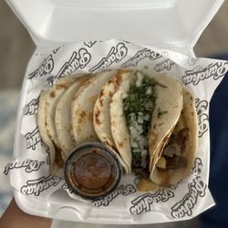 Pancha’s Tacos & Mas - Barbacoa, guisado and queso con chile tacos