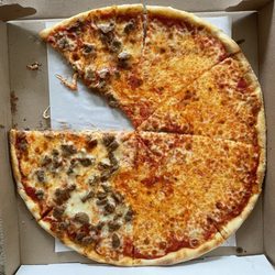 Half sausage / half cheese pizza