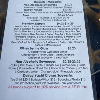 Delray Yacht Cruises - Drink menu 4/2024 - Tours Near Me - Delray Beach, Florida Delray Yacht Cruises - Drink menu 4/2024 - Tours Near Me - Delray Beach, Florida