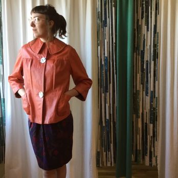 Sideshow Studio - '60s orange leather jacket with mother of pearl buttons - Women's Clothing Near Me