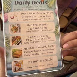 Daily deals menu Daily deals menu