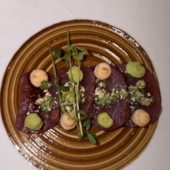Earth at Hidden Pond - Tuna sashimi - best dish all night - New American Near Me - Kennebunkport, Maine Earth at Hidden Pond - Tuna sashimi - best dish all night - New American Near Me - Kennebunkport, Maine
