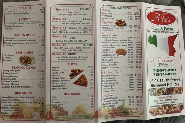Menu photo 1 Alfie's Pizza Richmond Hill, NY Menu photo 1 Alfie's Pizza Richmond Hill, NY