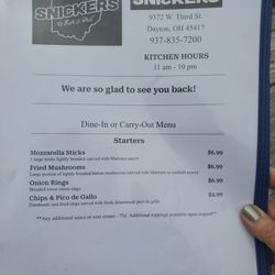 Snickers Bar & Grill - New menu cover.