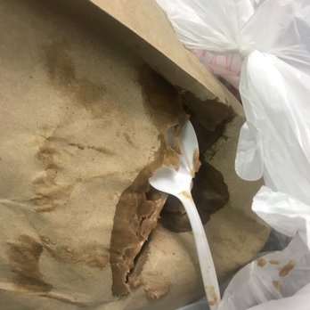 Yoli's Tacos - This is ho I received my order. YES! Spoon sticking out of the bag it looked disgusting like poop! - Mexican Near Me - Chicago, Illinois
