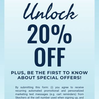 SKECHERS Warehouse Outlet - Sign Up and Unlock 20 % OFF.  I Did.  5/23/2025 - Shoe Stores Near Me - Shelby Township, Michigan