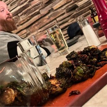 The Macintosh - Roasted Brussel Sprouts - WOW - and Jake and Bake in the background - New American Near Me - Phoenix, Arizona