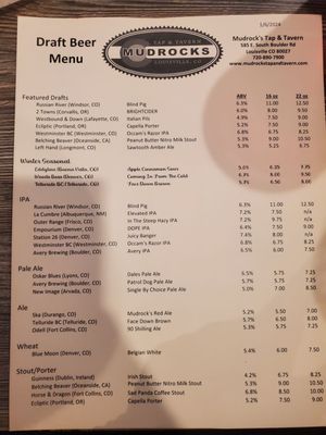 Menu photo 2 Mudrock's Tap & Tavern Louisville, CO