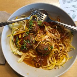 Zoodles with Vegan Meatballs