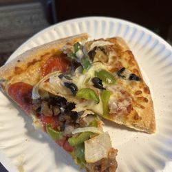 Marco's Pizza - Two slices one veggie and one w meat and veggie.