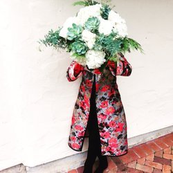 Aida Dalati Atelier - Red Floral long French Brocade Topper Coat