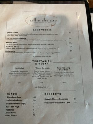 Menu photo 2 Soul de Cuba Cafe Tampa Bay, FL
