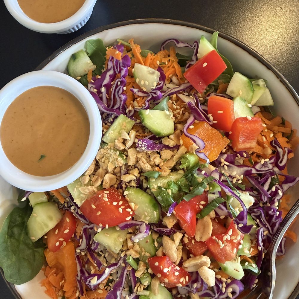 Sun Sprouts Cafe - Thai salad w peanut sauce - Juice Bars & Smoothies Near Me - Waynesville, Ohio Sun Sprouts Cafe - Thai salad w peanut sauce - Juice Bars & Smoothies Near Me - Waynesville, Ohio