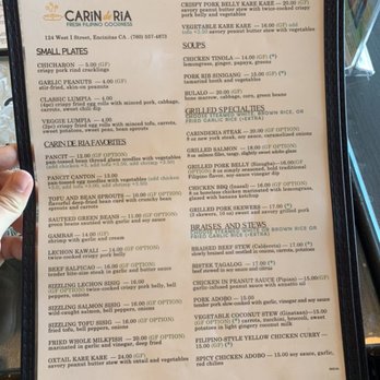 CARiN de RiA - menu (june 2022) - Filipino Near Me - Encinitas, California CARiN de RiA - menu (june 2022) - Filipino Near Me - Encinitas, California