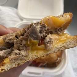 Low-Co Motion - $13 ANGELS MELT - pulled pork grilled cheese