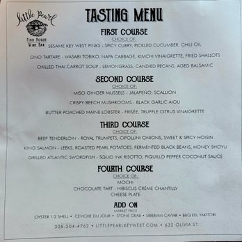 Little Pearl - Menu on 6/9/23 - New American Near Me - Key West, Florida
