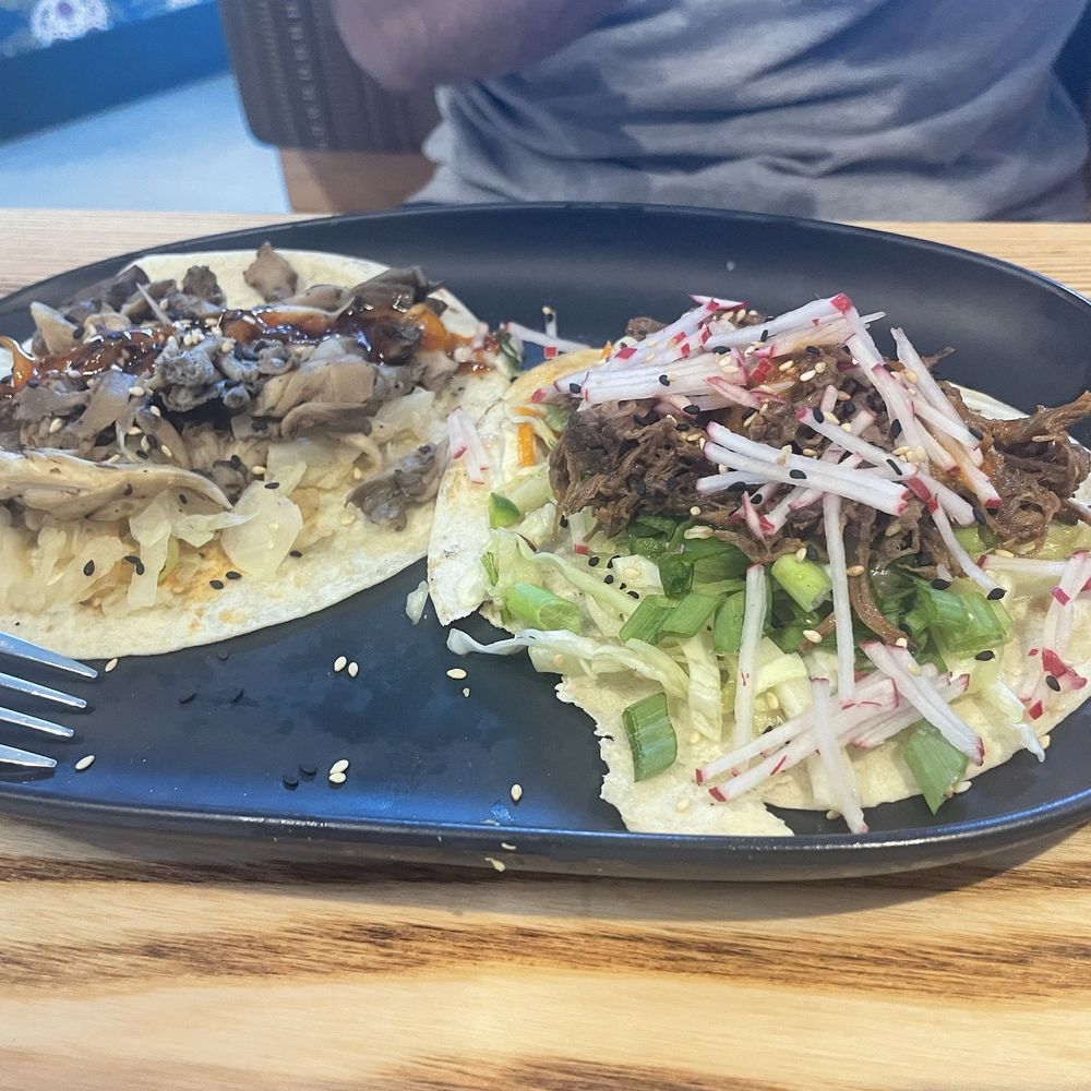 Wong's Tacos - Mushroom taco and brisket taco - Asian Fusion Near Me - Raleigh, North Carolina Wong's Tacos - Mushroom taco and brisket taco - Asian Fusion Near Me - Raleigh, North Carolina