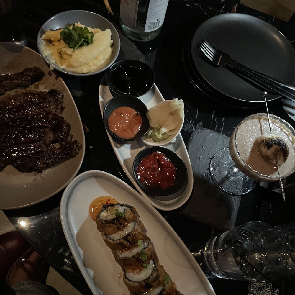 Spice - RIBEYE, MASHED POTATOES, ORANGE BLOSSOM SUSHI ROLL. - Tapas/Small Plates Near Me - Charlotte, North Carolina Spice - RIBEYE, MASHED POTATOES, ORANGE BLOSSOM SUSHI ROLL. - Tapas/Small Plates Near Me - Charlotte, North Carolina
