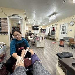 She's doing my pedicure