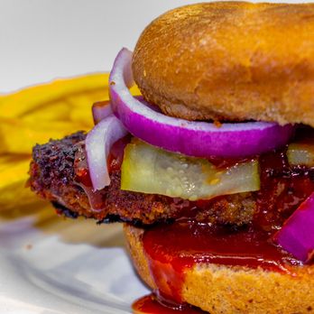 Vegg'd Out Vegan Kitchen - Blackened BBQ EatLoaf Sndwch w/ Alkaline Fries - Vegan Near Me Vegg'd Out Vegan Kitchen - Blackened BBQ EatLoaf Sndwch w/ Alkaline Fries - Vegan Near Me